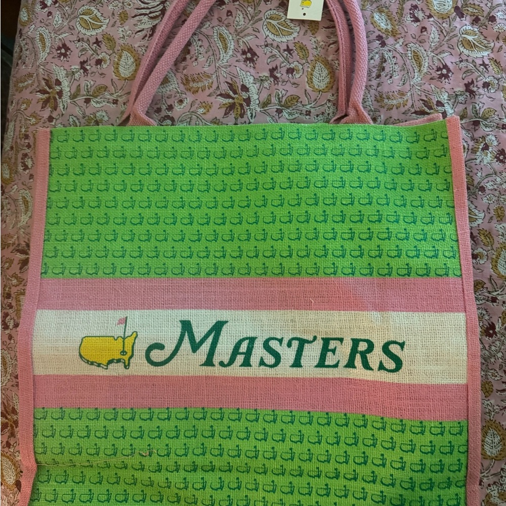 Masters Pink, Green and Yellow Logo Tote Bag